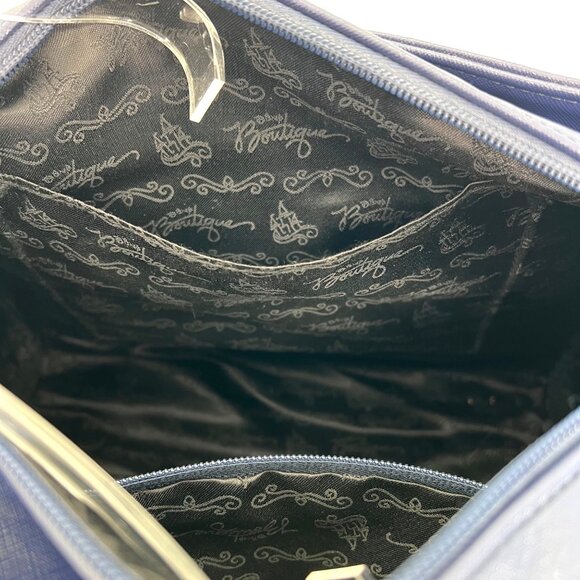 Walt Disney Boutique Handbag Purse Minnie Mouse Polka Dot White Bow Navy Blue - Picture 5 of 16